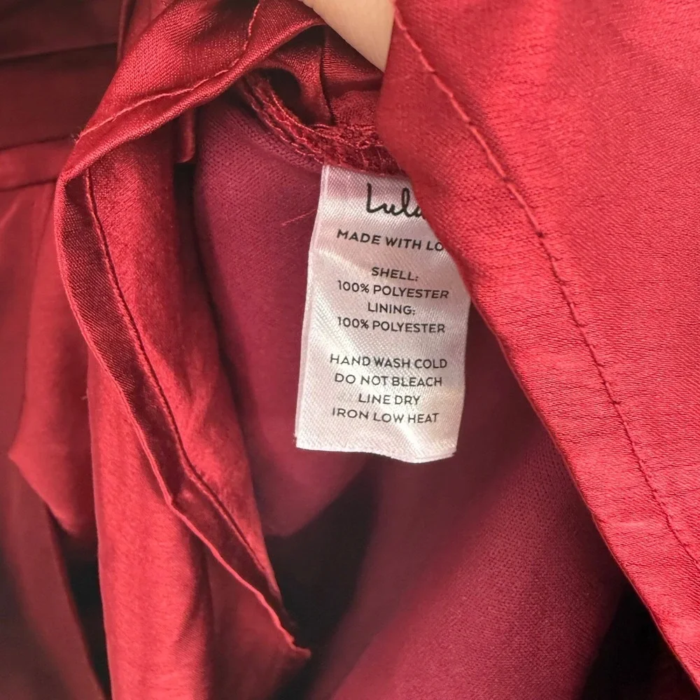 Lulus Always Celebrating Burgundy Satin Off-The-Shoulder Mini Dress Size M